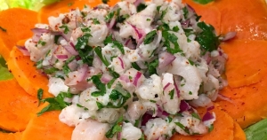 Zoom sur un ceviche de cabillaud
