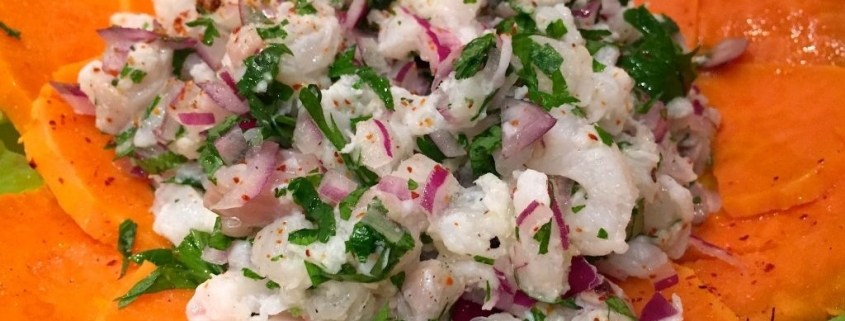 Zoom sur un ceviche de cabillaud