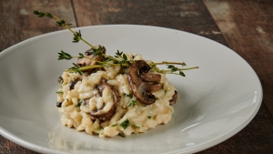 Zoom sur un risotto aux champignons